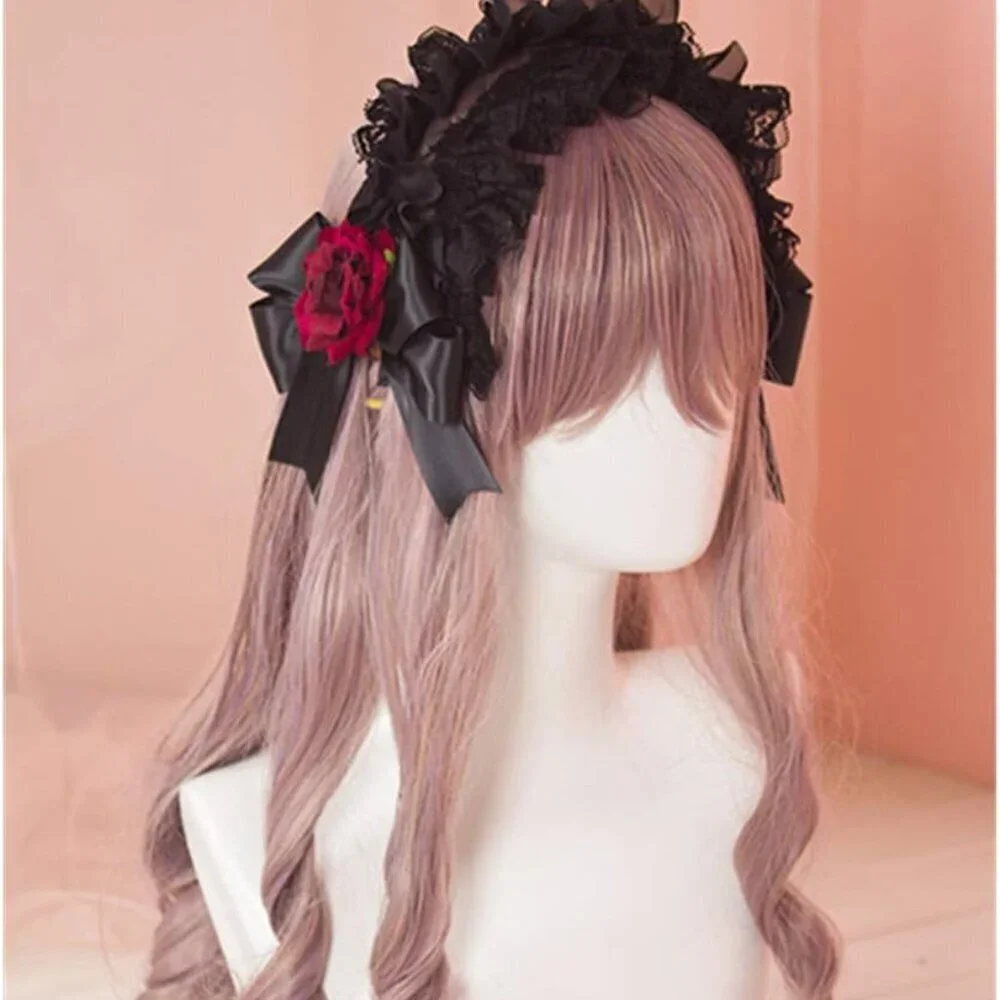 Lace Headband Womens Cosplay Costume Accessory Vintage Rose Flower - Picture 2 of 4